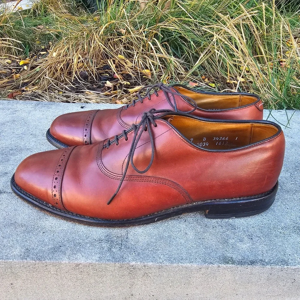 Allen Edmonds Byron Brown Leather Cap‎ Toe Oxford Dress Shoes Mens Size 9 D